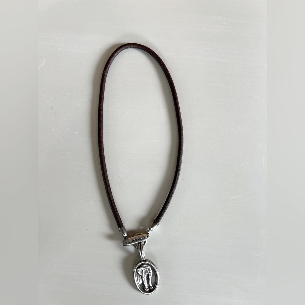 Slane & Slane Brown Leather Necklace and Sterling Silver clasp.